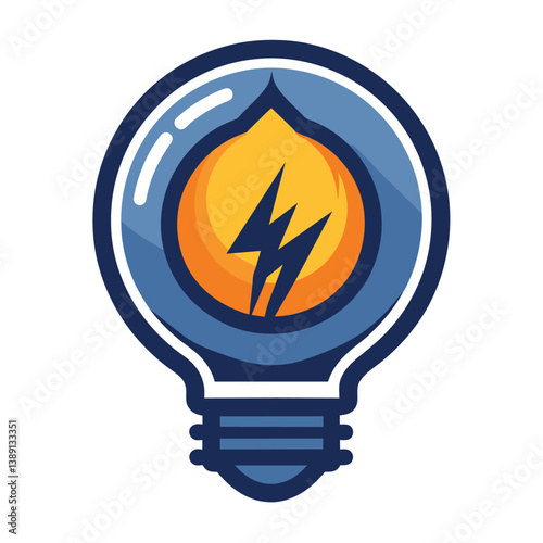 An illustration of a blue lightbulb with a yellow lightning bolt inside. The lightbulb has a white outline and is set against a white background.