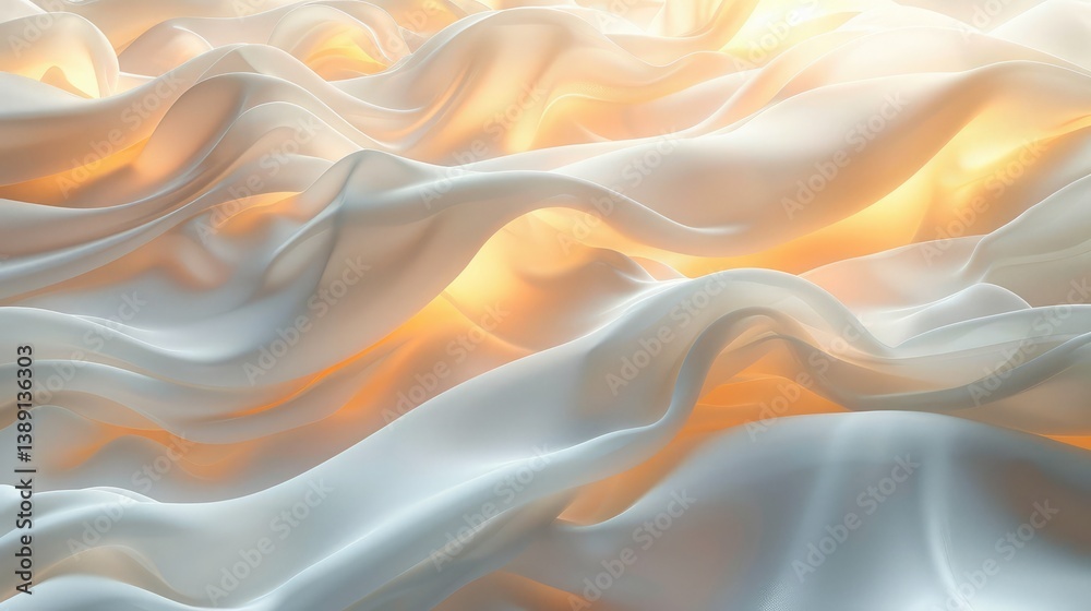 Obraz premium A luxurious white background with soft, silky waves of glowing light
