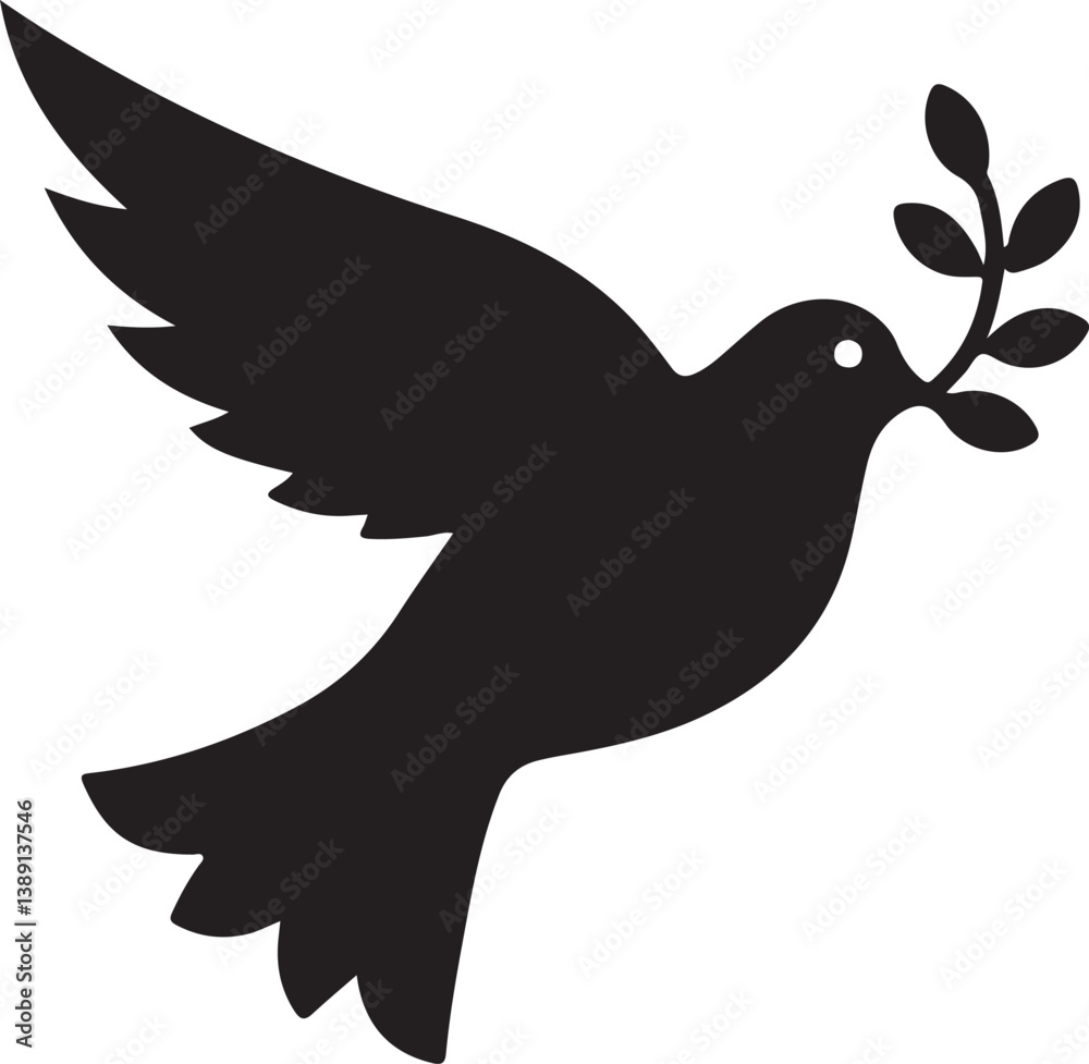 Obraz premium Peace Doves Silhouette Vector Bundle