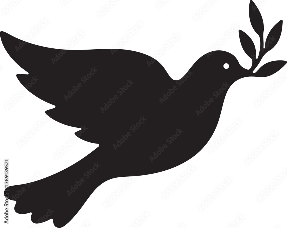 Obraz premium Peace Doves Silhouette Vector Bundle