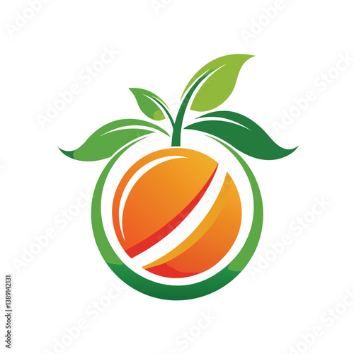 A stylized orange fruit logo design with green leaves for a healthy, organic, or natural brand.