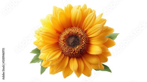 isolated transparent Background. Bright sunflower with vibrant petals and detailed center, radiating warmth and joy