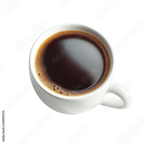 isolated transparent Background. realistic coffee cup filled with dark coffee, showcasing rich textures and colors