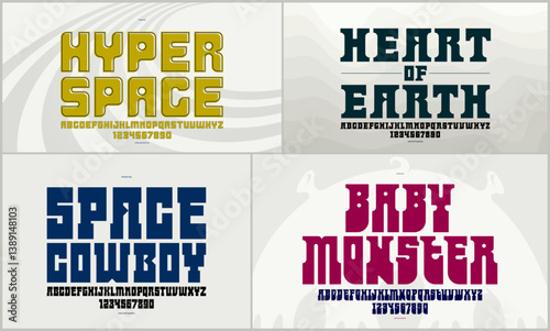 Brutal geometric vector fonts set, bold and massive alphabet typefaces, strong and heavy typeset collection, useful for logo creation, urban letters set.