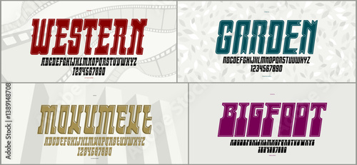 Vintage fonts vector set, c...
