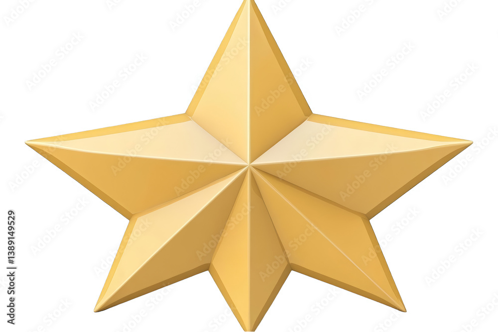 Obraz premium Gold Star Isolated Transparent Background 3D Illustration Award Shape Symbol