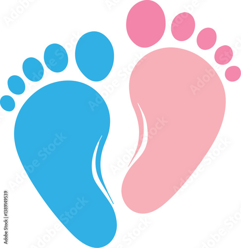 Baby feet gender reveal newborn footprint baby shower announcement pink blue boy girl birth celebration 