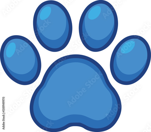 Blue paw print pet animal dog cat puppy kitten cute mammal domestic footprint wildlife trace icon 