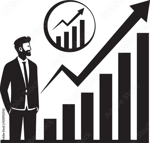 Business man graph chart growth success finance investment market stock profit diagram analysis strategy plan