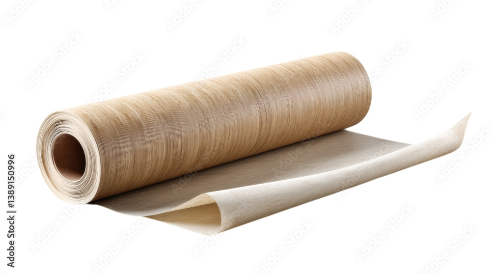 Fototapeta premium isolated transparent Background. Eco friendly bamboo paper roll, ideal for sustainable projects and crafts