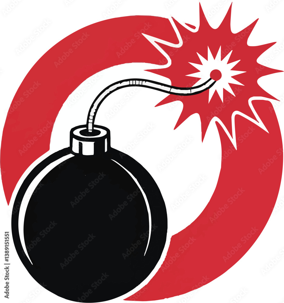 Bomb explosion danger warning dynamite detonator fire danger explosive destruction blast cartoon risk