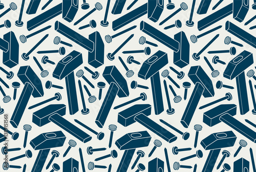 Nails seamless pattern, vector steel pins construction theme tiling background, work endless wallpaper.