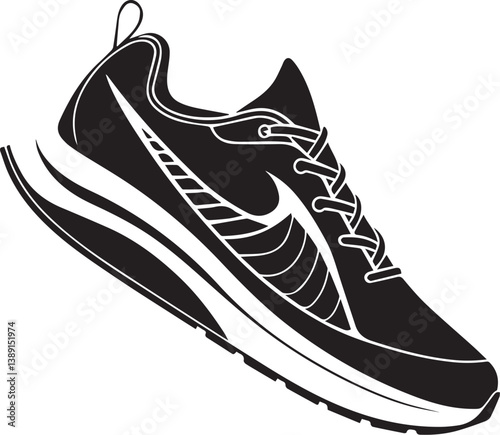 Black running shoe footwear athletic shoes sneakers training sport shoe jogger fitness exercise 