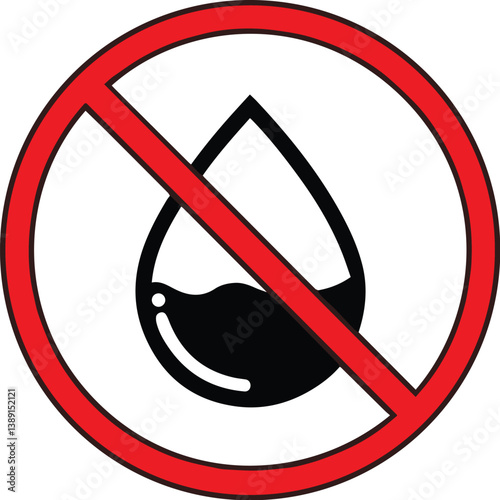 No water drop symbol ban forbidden prohibited restriction sign circle red liquid moisture drip stop
