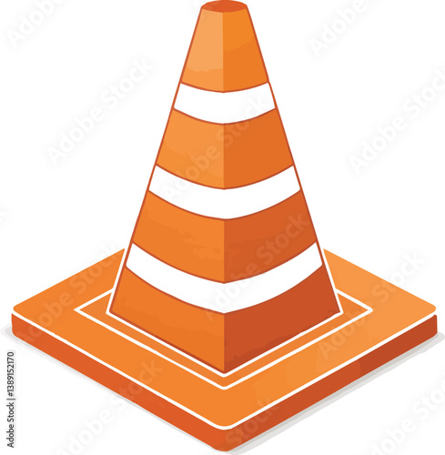 Orange cone traffic safety construction warning hazard road street work caution barrier equipment sign marker vector