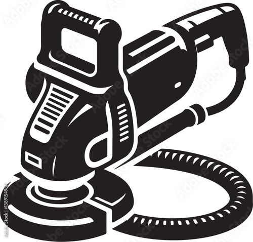 Electric Sander Tool Silhouette – Vector Illustration of Power Grinder Machine