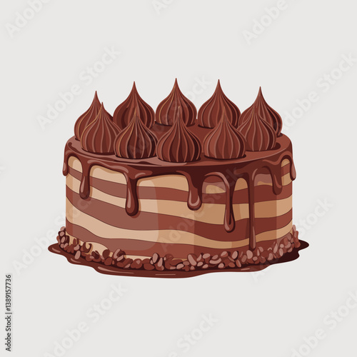 Bumpy Cake Chocolate Dessert Illustration Print