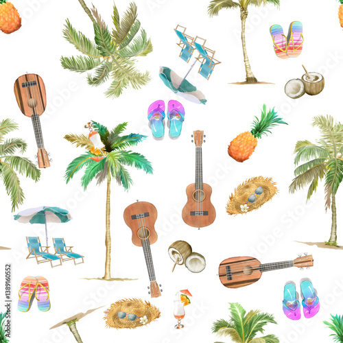 Beautiful hand drawn floral tropical seamless pattern