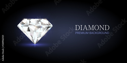 A premium background with a shining diamond on a dark background, creating an effect of elegance and luxury. Vector illustration