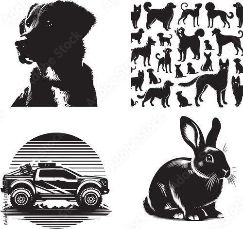 dog and cat Dogs hanging heads out car window