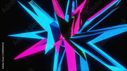 Wallpaper Mural Abstract Sharp Shapes Rotating in Dynamic Neon Colors Against Black Background Torontodigital.ca