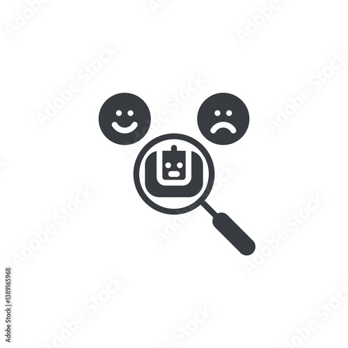 Chatbot analyzing happy and sad faces vector icon