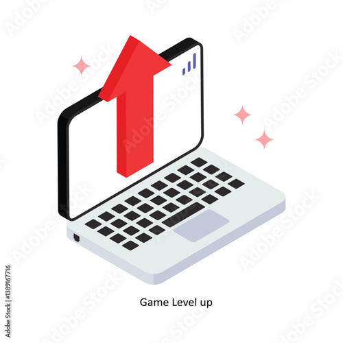 Game Level up Concept Isometric Style Illustrations. Eps 10 File