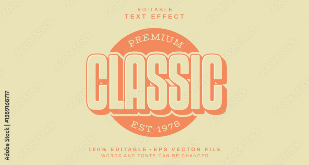 Editable text style effect - Classic text style theme.
