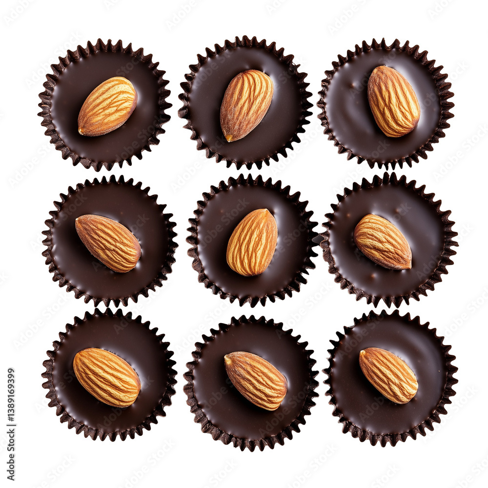 Fototapeta premium Minimalist Chocolate Cups with Almonds