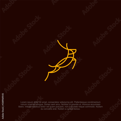 Abstract depiction of a deer with dynamic, golden lines against a somber brown canvas, radiating an understated elegance perfect for innovative design work or understated concepts