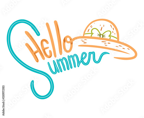 Set hand drawn lettering collection for summer season