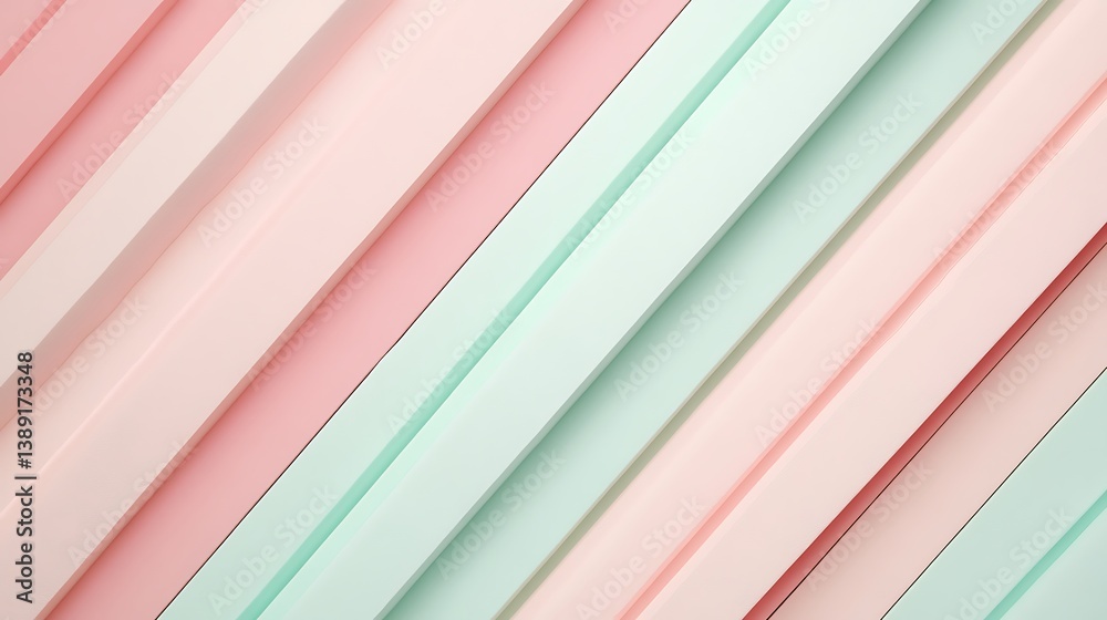 Fototapeta premium Abstract pastel pink and mint green diagonal stripes background.