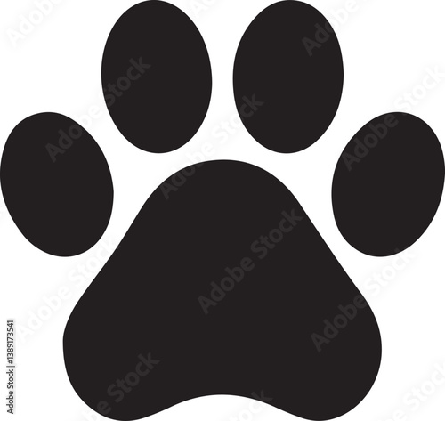 Simple Black Dog Paw Print Silhouette