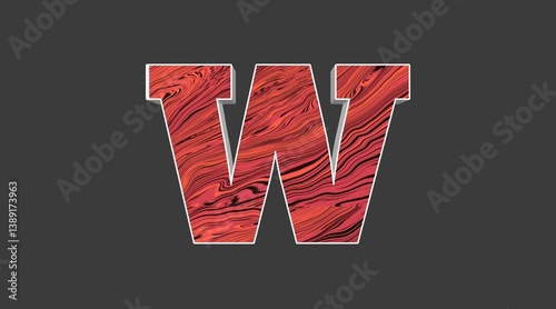 Stylized Wood Grain Letter W on Dark Background