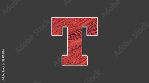 Red and Black Striped Letter T Design on Dark Background