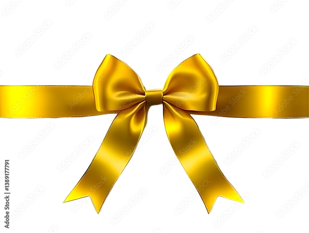 Gold Ribbon Bow Illustration on Transparent Background For Celebration Gold Ribbon Bow Illustration on Transparent Background For Celebration