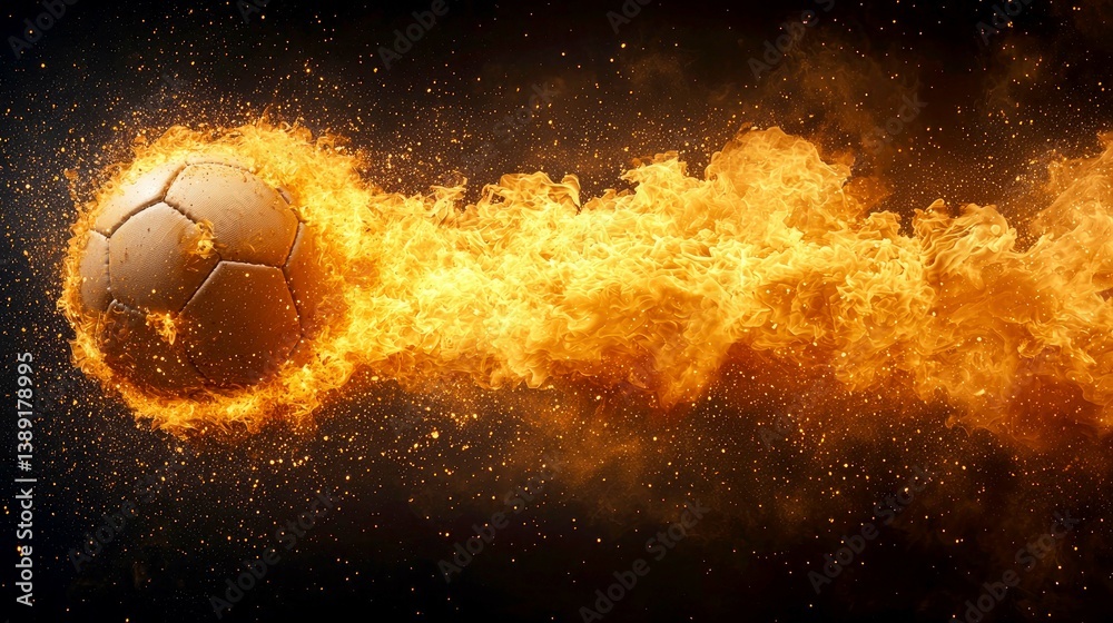 Fototapeta premium Fiery Soccer Ball: A Blazing Sports Image