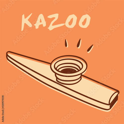 Vector illustration of a vintage-style kazoo on a orange background, perfect for musical projects, retro graphics, and content related to folk music