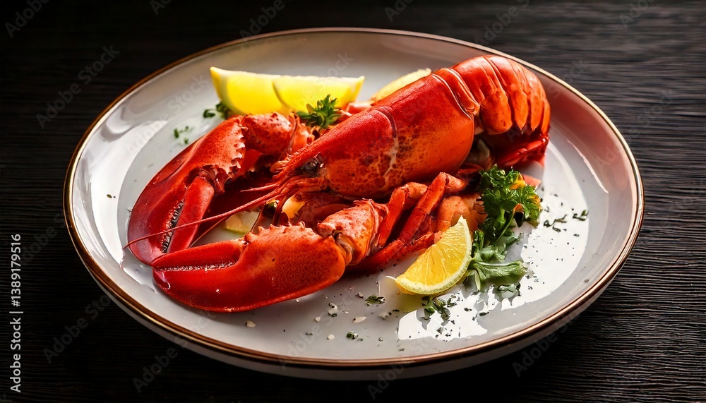 Perfectly cooked lobster arranged on a plate, highlighting premium seafood preparation and elegant presentation. Ideal for showcasing gourmet dining, luxury cuisine, high-end restaurant cuisine, Perfectly cooked lobster arranged on a plate, highlighting premium seafood preparation and elegant presentation. Ideal for showcasing gourmet dining, luxury cuisine, high-end restaurant cuisine,