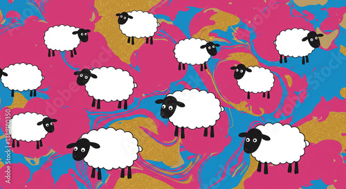 Flat illustration of sacrificial sheep on abstract background