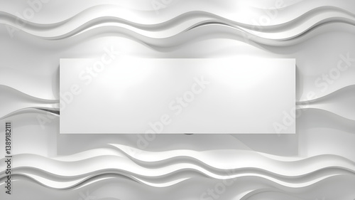 Wall pattern, abstract 3D banner with white and gray gradient background, wavy curve, modern.