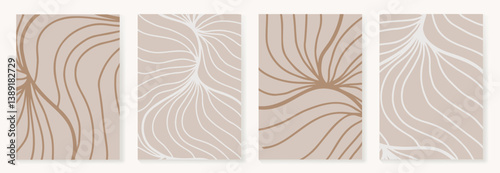 Abstract line art background vector. Minimalist modern contour drawing. Contemporary abstract art design for wall art, wallpaper, home decoration, cover, printable painting.