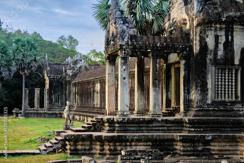 Angkor Wat temple in Siem Reap in Cambodia. Angkor Wat is the largest religious monument in the world.
