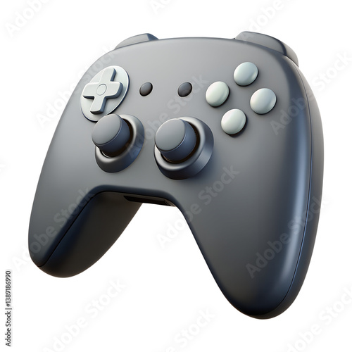 Realistic black console game controller. 3d rendering isolated on white background. Cartoon plastic style icon