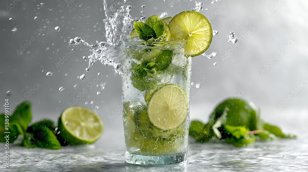 Fototapeta premium Alcoholic beverages poured on ice