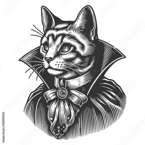 Vampire Cat in Cape vector illustration