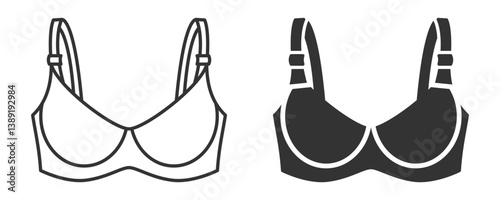 Bra silhouette vector icon for underwear and lingerie design.