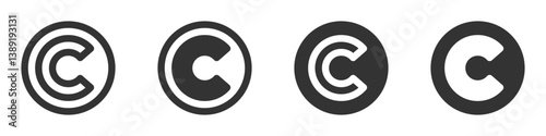 Minimalist copyright symbols in solid and outline styles.