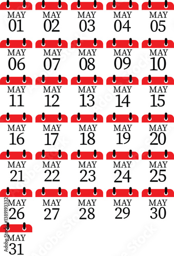 May calendar icon set.Calendar Event schedule date. Meeting appointment time. Agenda plan, May month schedule calendar and Time planner.calendar date icon on white background.