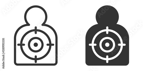Shooting range target silhouette with bullseye in center.